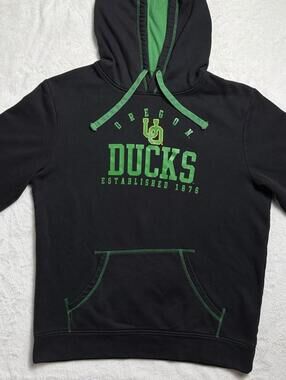 Oregon Ducks Fanatics Hoodie Mens Large Black Green Fleece Pullover NCAA Toppler